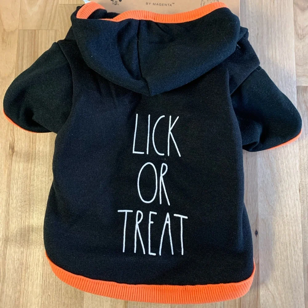 Rae Dunn Pet “LICK OR TREAT” Dog Hoodie Shirt NWT